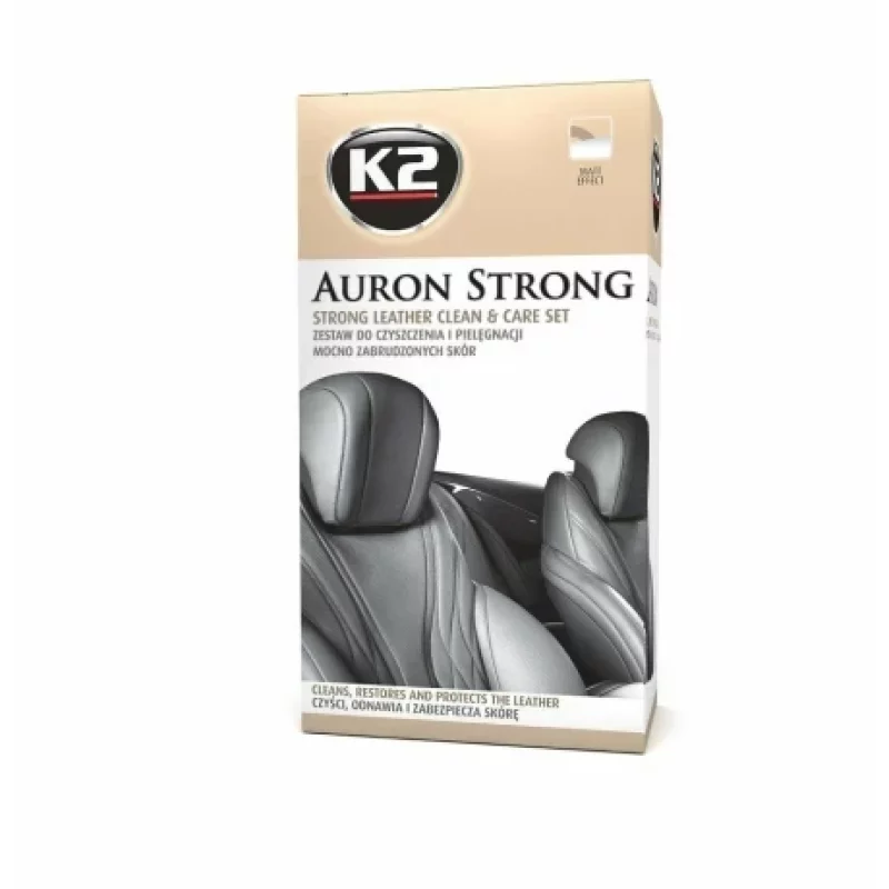 Kit curatare si intretinere piele auto K2 Auron Strong, 4 piese