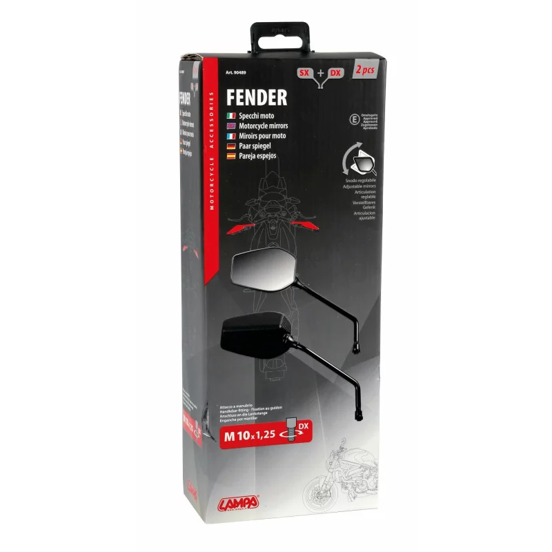Oglinzi retrovizoare motocicletă Fender, carbon, M10x1,25, set 2 buc