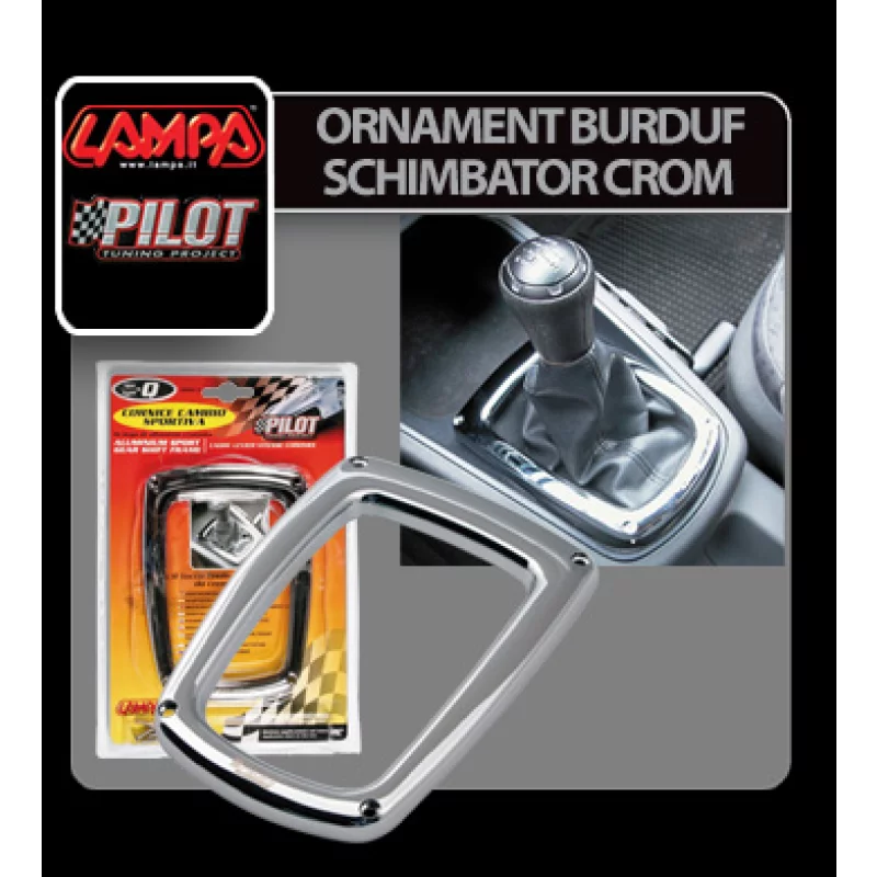 Ornament cromat din aluminiu pentru burduf schimbător auto, model L