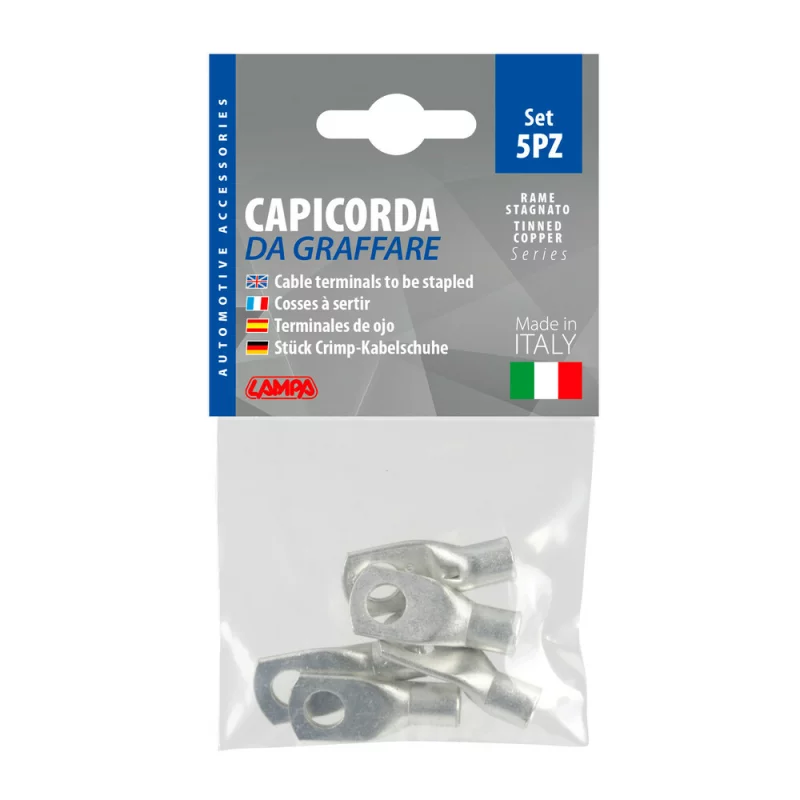 Papuci electrici sertizabili din cupru 25 mm², gaură 8 mm, set 5 buc