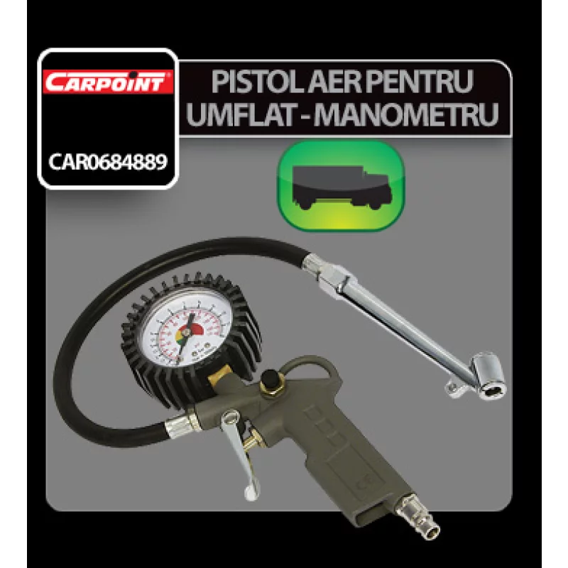 Pistol aer pentru umflat anvelope camion cu manometru Carpoint