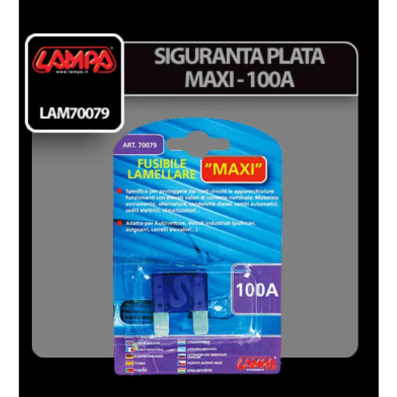 Siguranta plata Maxi 100A auto pentru protectie circuite electrice Lampa