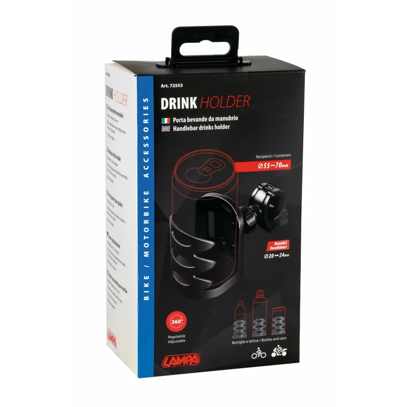 Suport pentru băuturi cu prindere pe ghidon, reglabil 20-24 mm