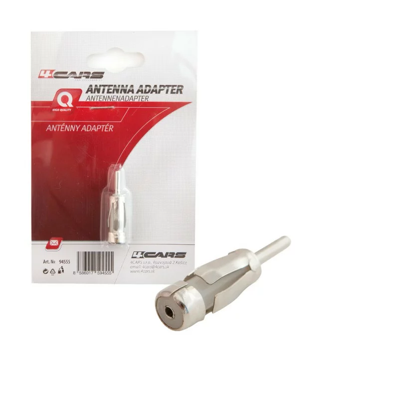 Adaptor antenă auto ISO la DIN 4Cars, conector radio argintiu