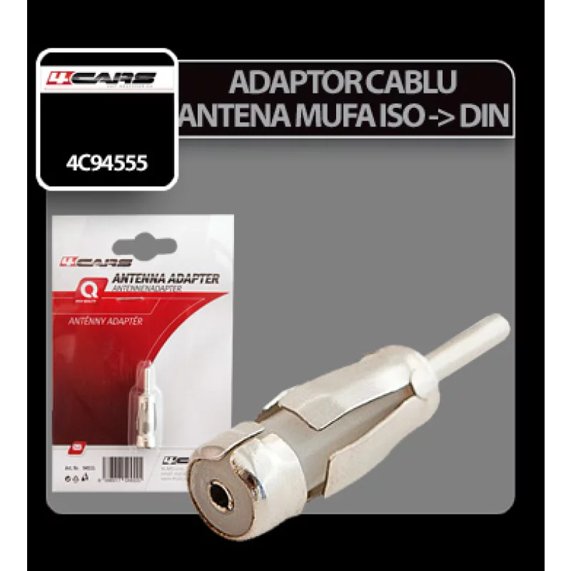 Adaptor antenă auto ISO la DIN 4Cars, conector radio argintiu