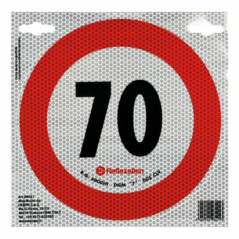 Autocolant reflectorizant limitare viteză 70 km/h, clasa 2, Ø20 cm