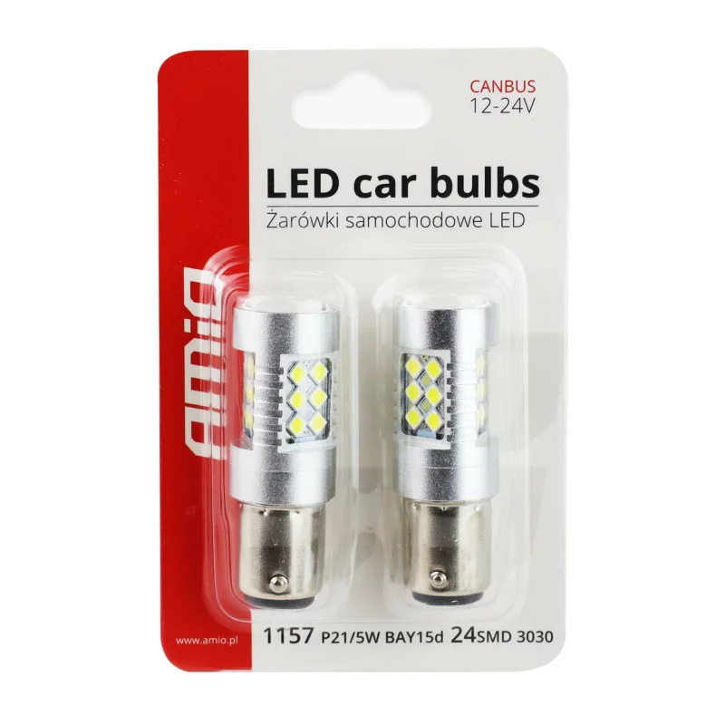 Set 2 becuri LED 1157 P21/5W BAY15d Canbus 12/24V, alb 6000K