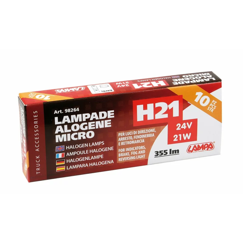 Set 10 becuri halogen H21W 24V 21W cu soclu BAY9s asimetric Lampa