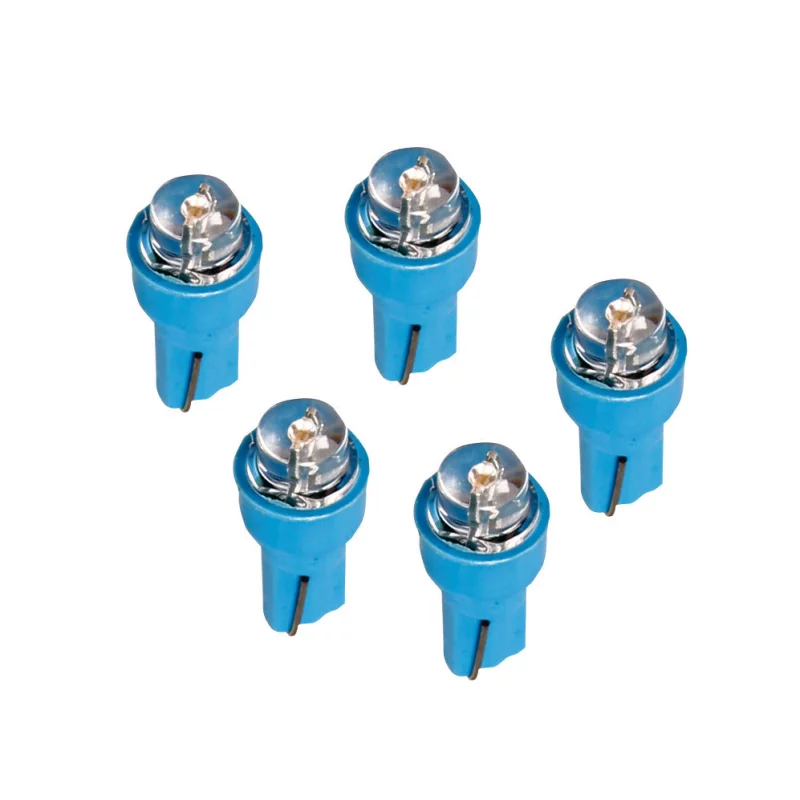 Set 5 becuri LED T5 12V albastre pentru iluminat bord auto