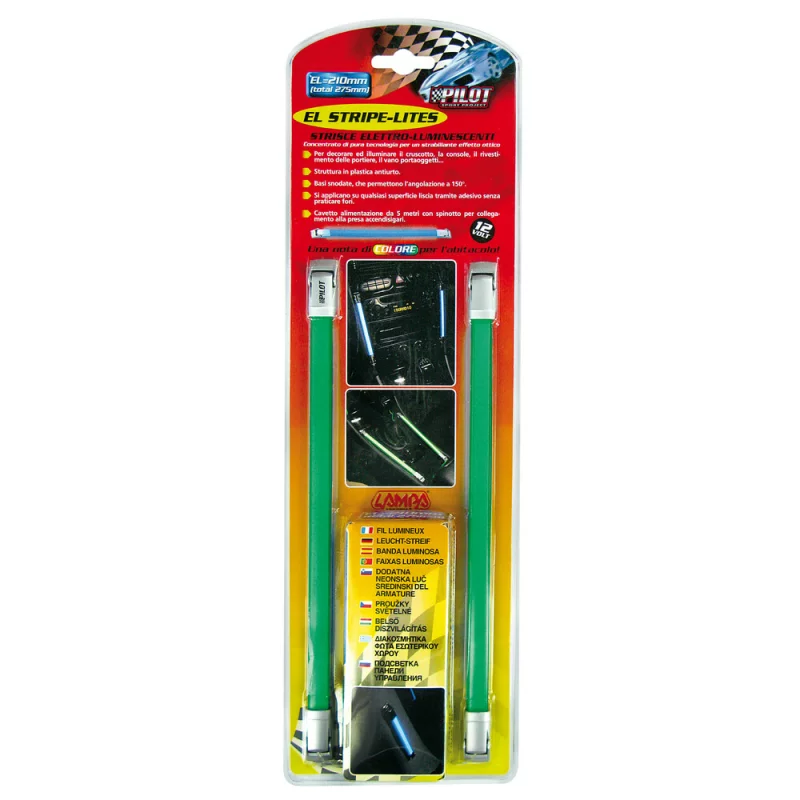 Benzi luminoase auto verzi El-Stripe 12V, 21 cm, set 2 buc