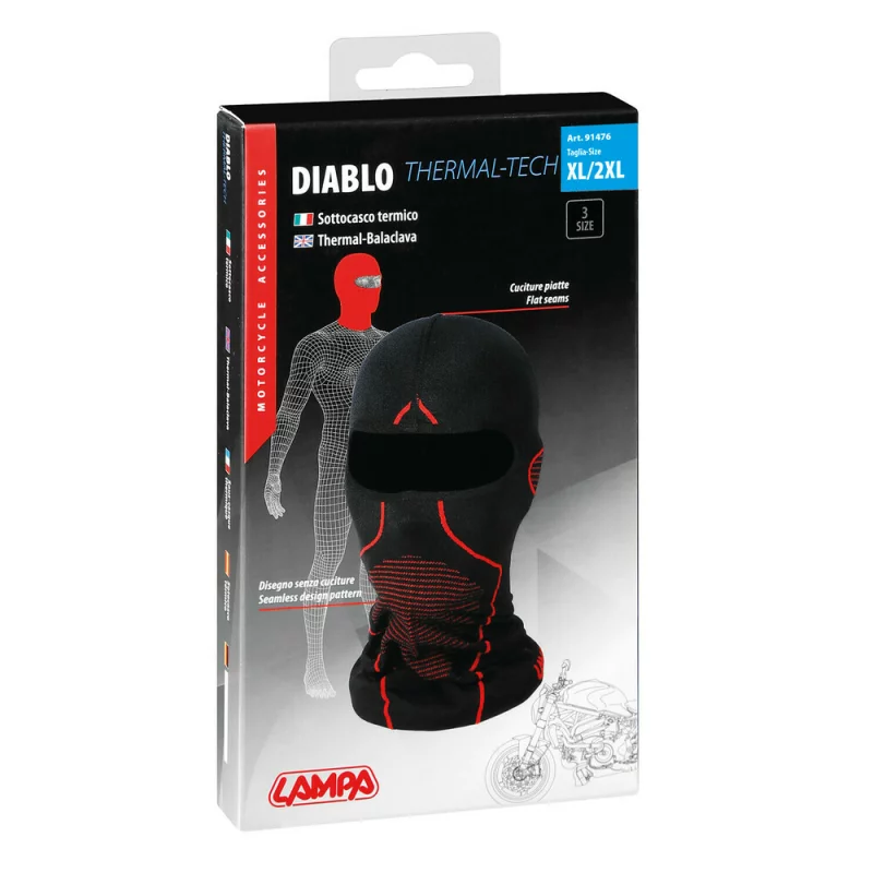 Cagulă moto termică Diablo XL/XXL, 57-60 cm, negru-roșu