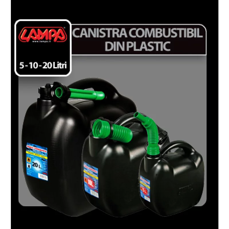 Canistră pentru combustibil din plastic 5L cu gură flexibilă și aprobare ONU