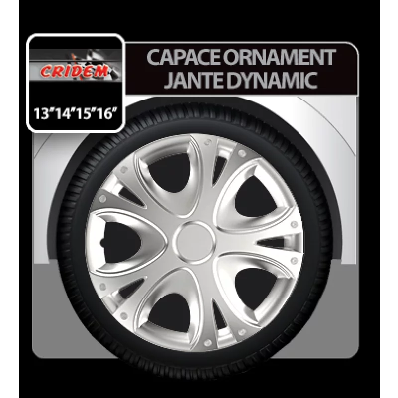 Capace roti auto Dynamic argintii 16 inch, set 4 bucati