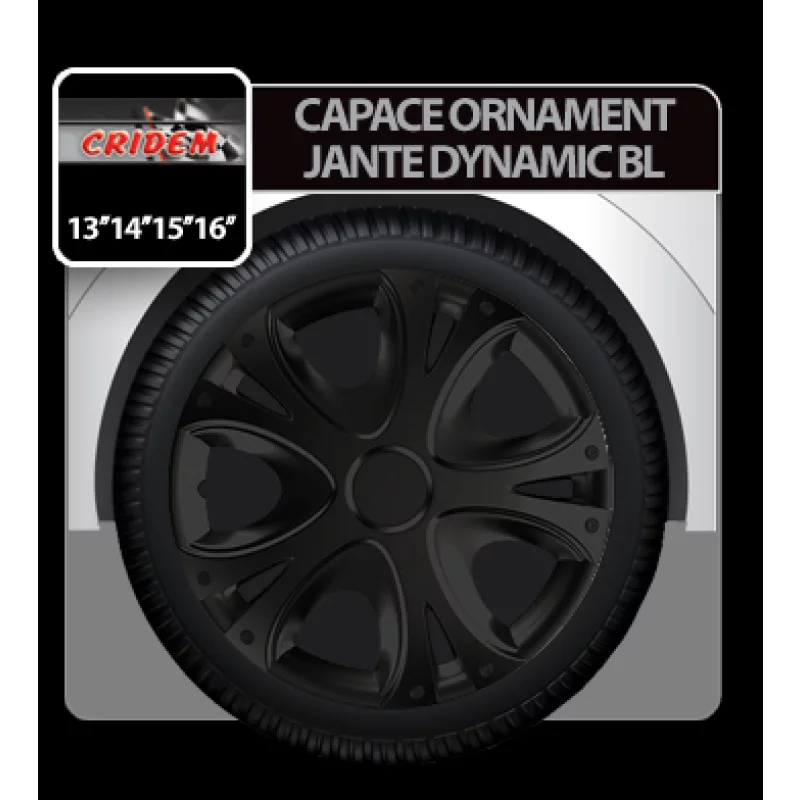 Capace roti auto Dynamic negre 16 inch, set 4 bucati, ABS