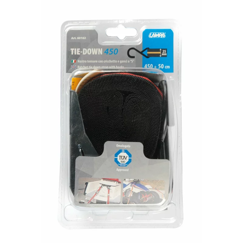 Chingă de ancorare cu clichet și cârlige S, 5 m, 25 mm