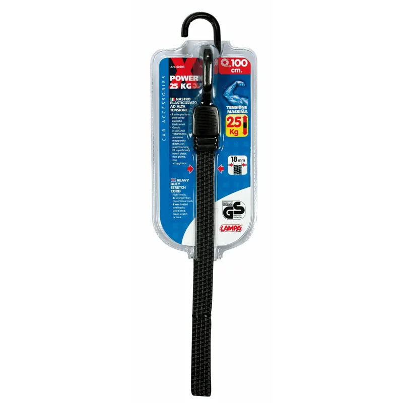 Cordon elastic cauciucat X-Power 100 cm cu cârlige protejate