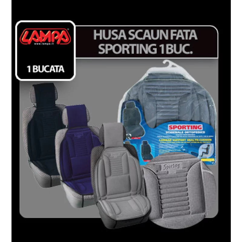 Husă scaun auto Sporting cu suport lombar, negru, 1 bucată