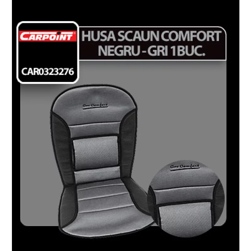 Husă scaun față Comfort cu suport lombar, negru/gri, 1 buc, Carpoint