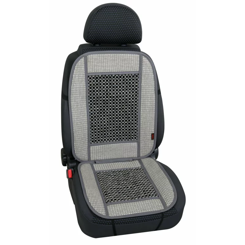 Husă universală scaun față Safari cu mărgele din lemn, gri, 1 buc