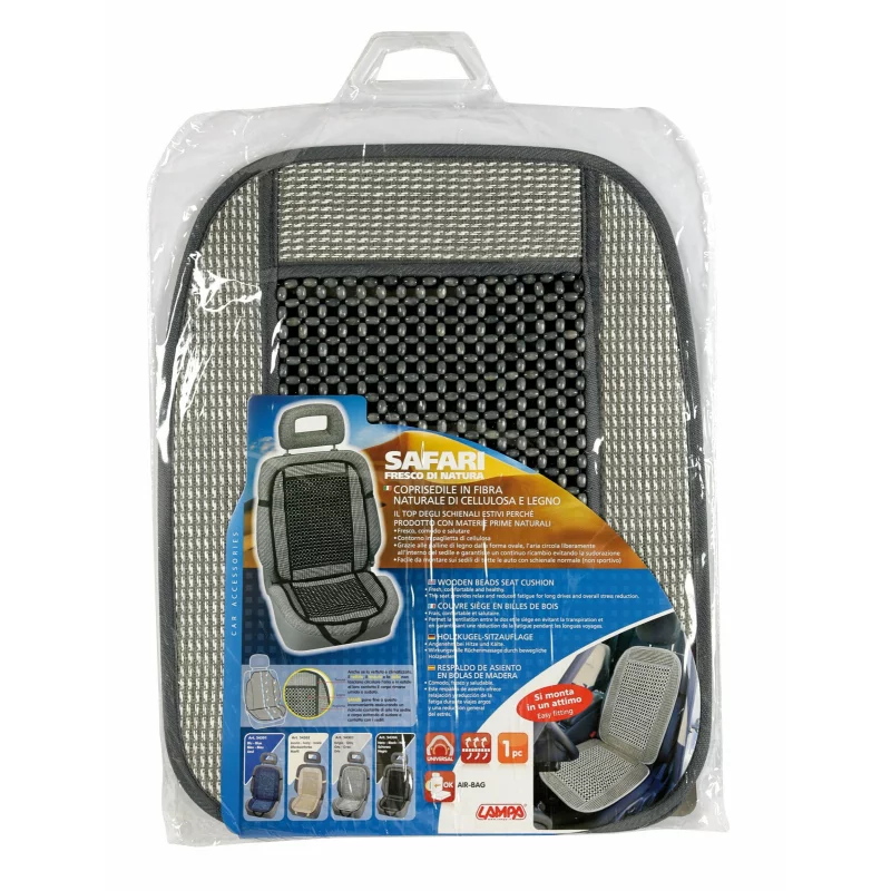 Husă universală scaun față Safari cu mărgele din lemn, gri, 1 buc