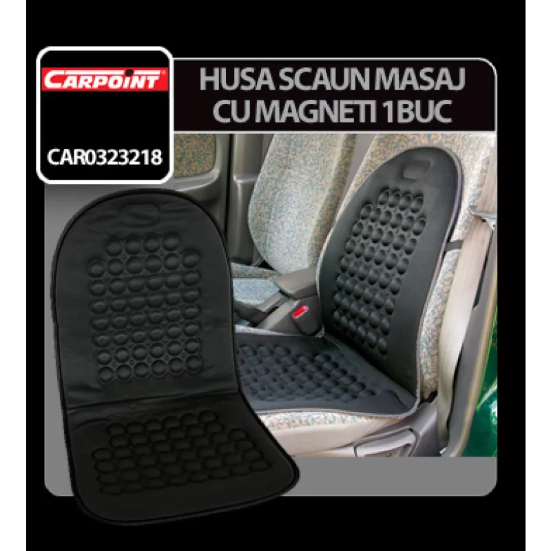 Husă pentru scaun față cu efect de masaj și magneți, Carpoint, neagră