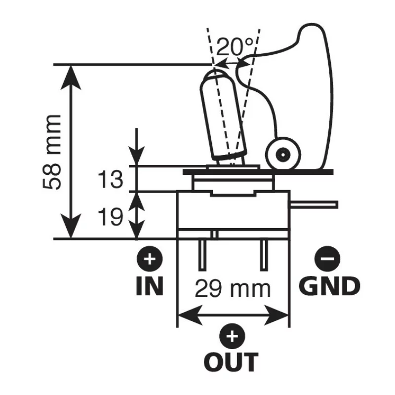 Intrerupator auto cu protectie si LED verde 12V 20A pentru iluminat