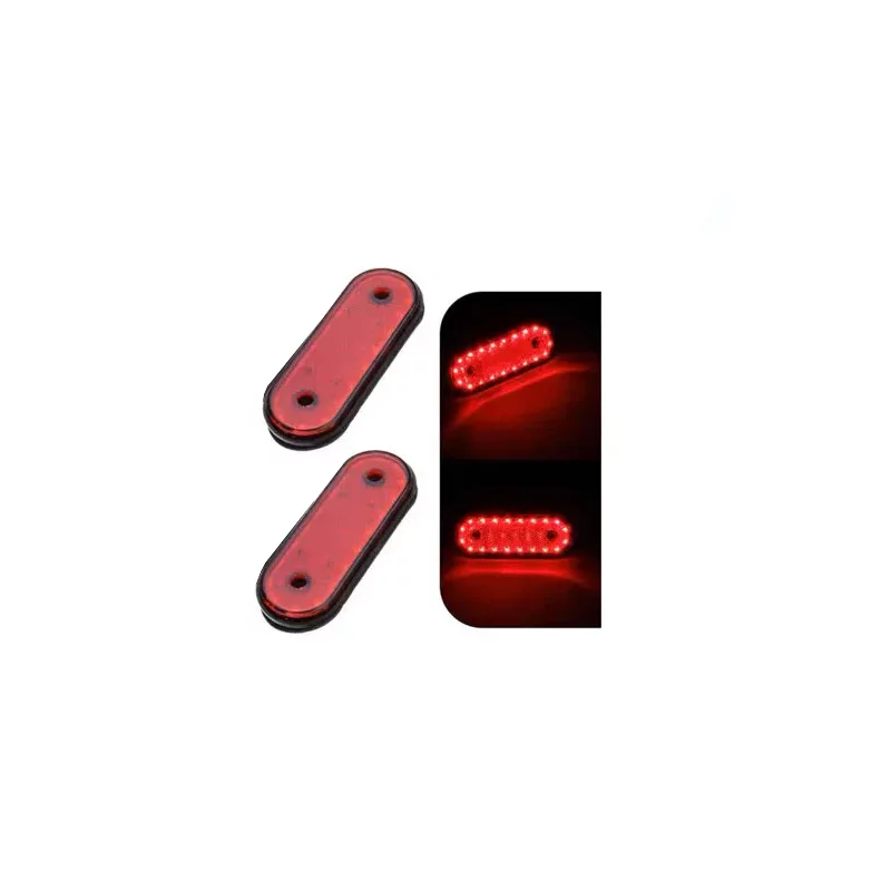 Lampa gabarit LED rosie ovala cu catadioptru 12/24V, set 2 buc