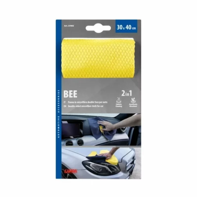Lavetă microfibră auto față-verso Bee, 30x40 cm, pentru curățare și uscare