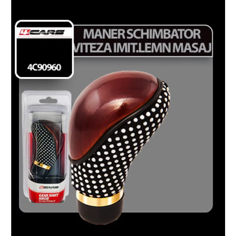 Maner schimbator viteza universal cu imitatie lemn si masaj 4Cars