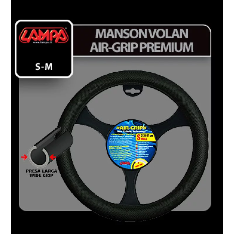 Manson volan Air-Grip Premium ventilat, negru, 37-39 cm, Lampa