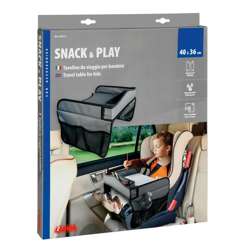 Măsuță auto pentru copii Lampa Snack & Play, pliabilă, gri, 40x36 cm