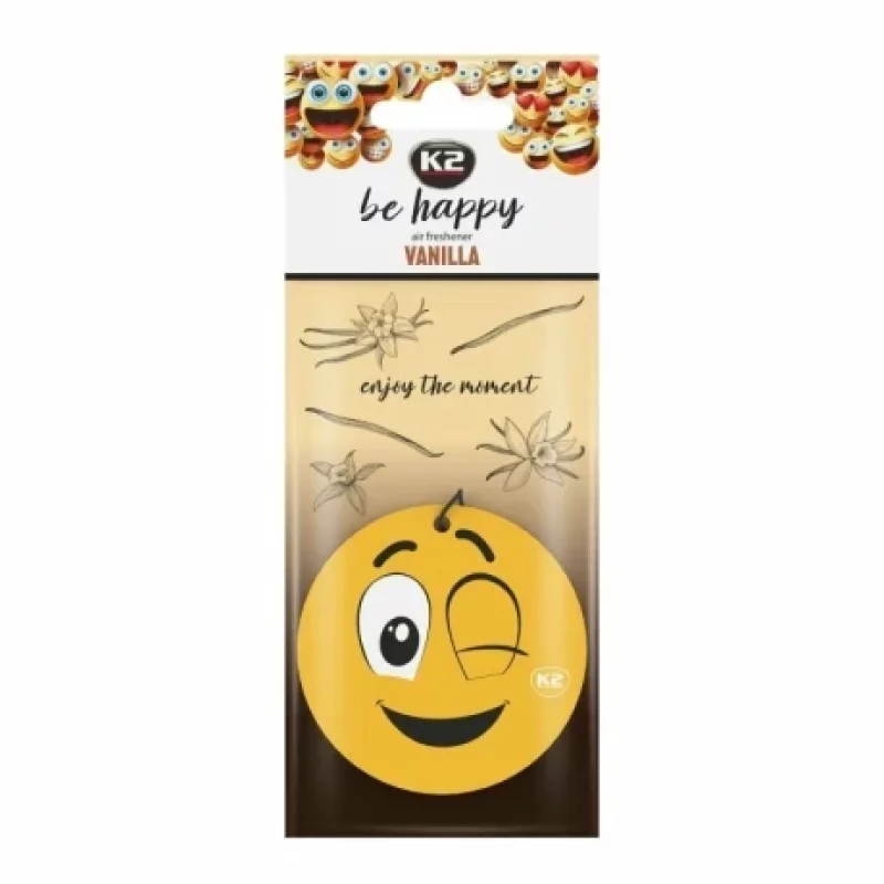Odorizant auto K2 Be Happy Vanilla cu parfum de vanilie