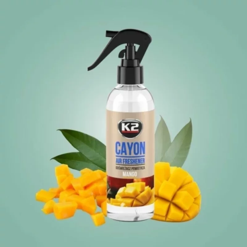 Odorizant auto și de interior K2 Cayon Mango cu atomizor, 250 ml