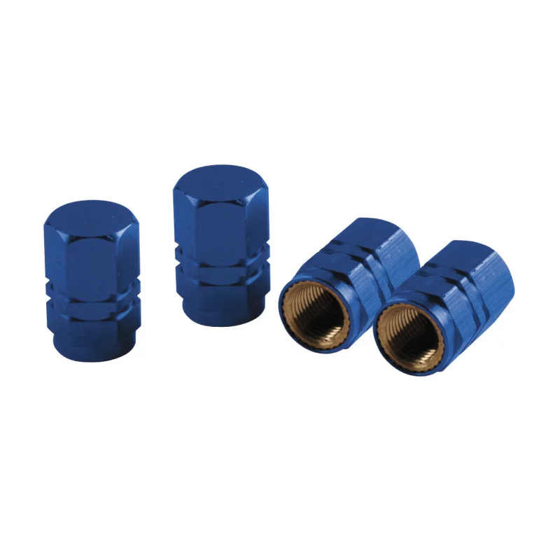 Capace valve hexagonale din aluminiu, albastre, set 4 buc, universale