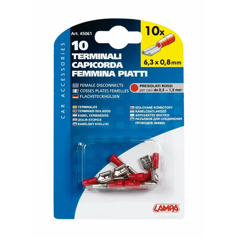 Papuci electrici mama rosii 6,3x0,8 mm, set 10 bucati