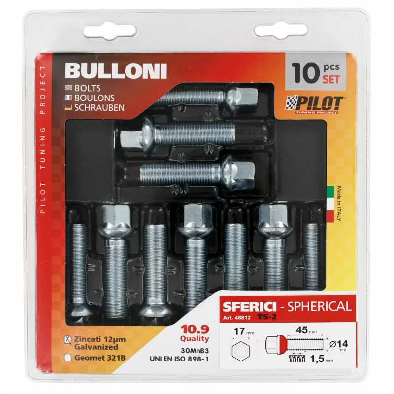 Set 10 prezoane jante sferice M14x1,5 R12 pentru jante originale