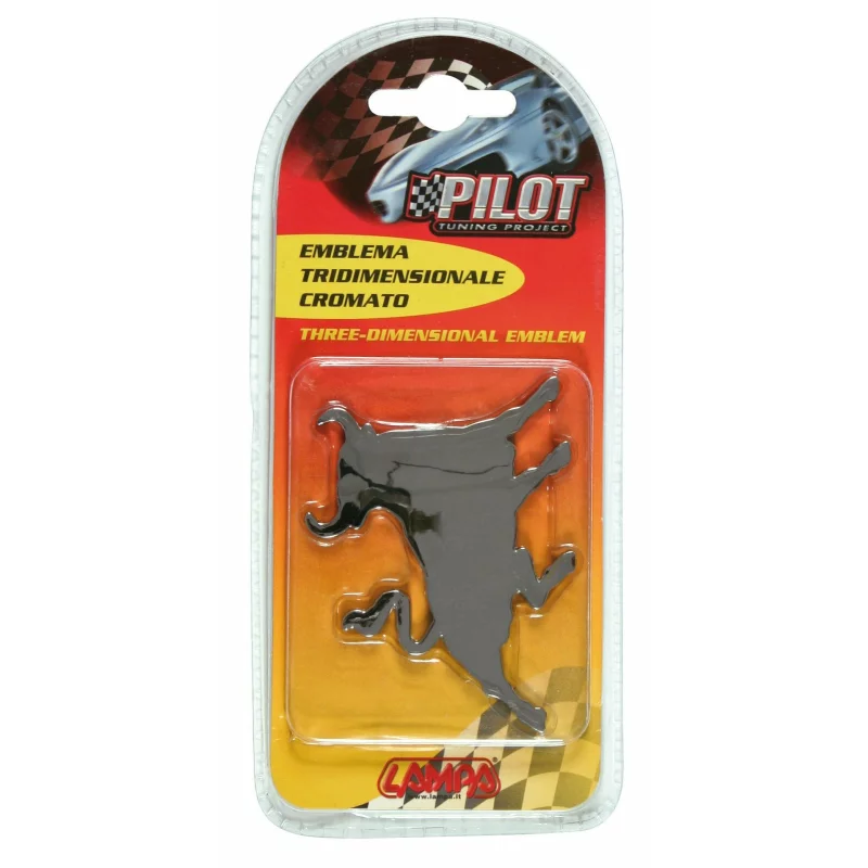 Autocolant 3D crom Bull pentru auto, cu adeziv 3M, 80x60 mm