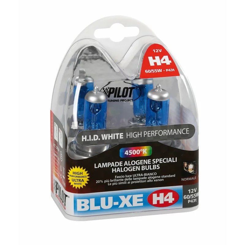 Set 2 becuri halogen auto Blu-Xe H4 12V 60/55W P43t, 4500K