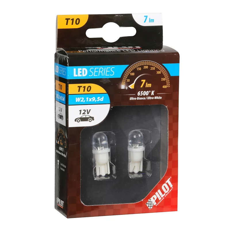 Bec LED T10 12V cu lumină albă focalizată, set 2 bucăți Lampa