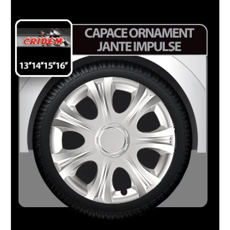 Capace roti auto Impulse argintii 14 inch, set 4 bucati