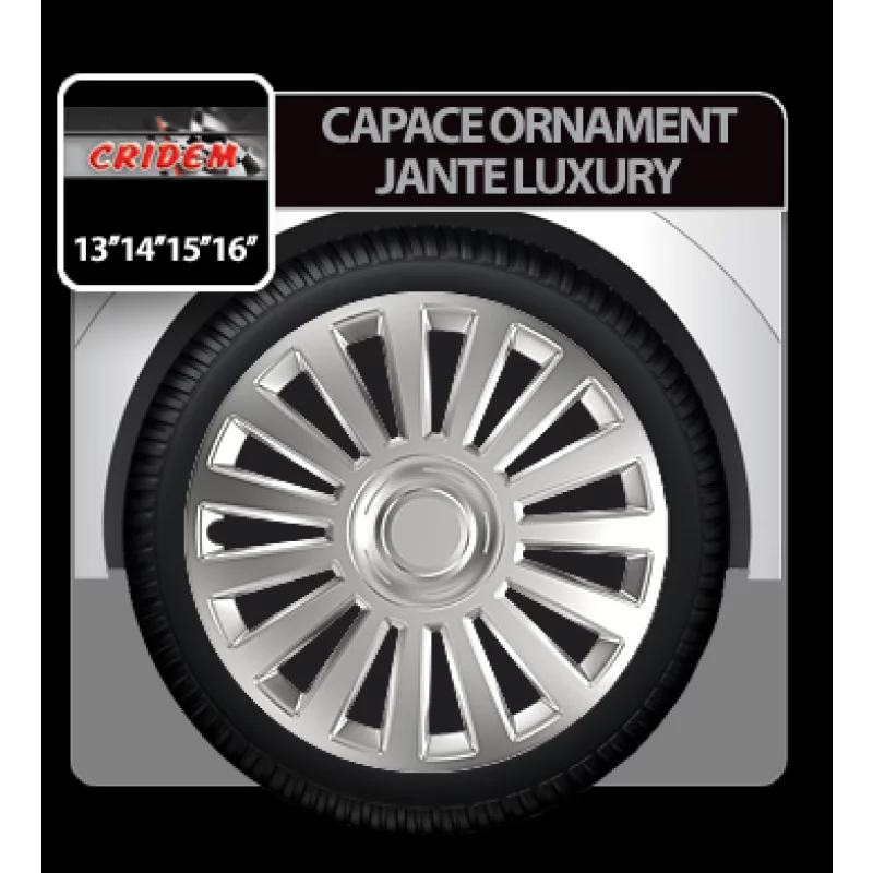 Capace roti auto Luxury argintii 16 inch, set 4 bucati