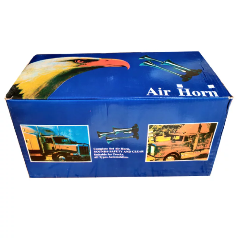 Claxon electropneumatic cu 3 goarne cromate, 12/24V, 30 cm