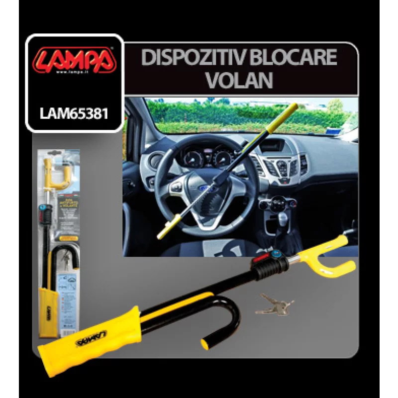 Dispozitiv blocare volan auto antifurt cu 2 chei Lampa