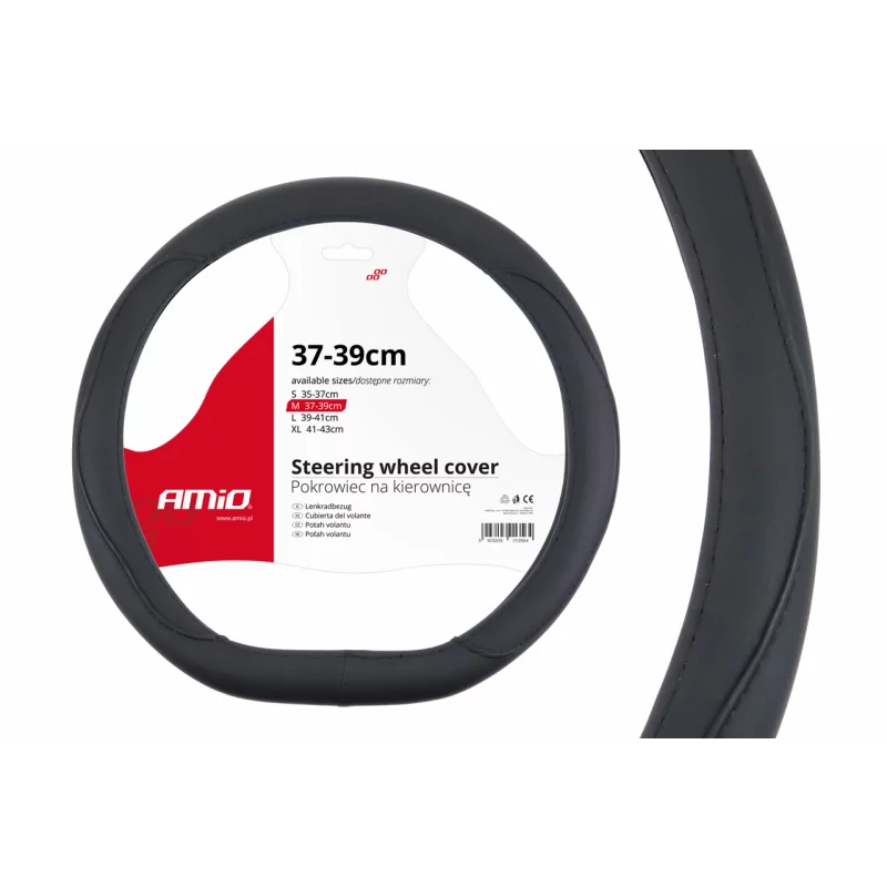 Husa volan sport Amio SWC-22-M, forma D, 37-39 cm, negru