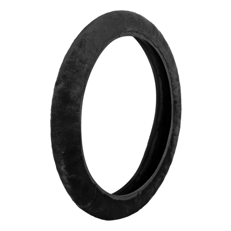 Husa volan din blana sintetica Fancy Plush neagra, 36-42 cm