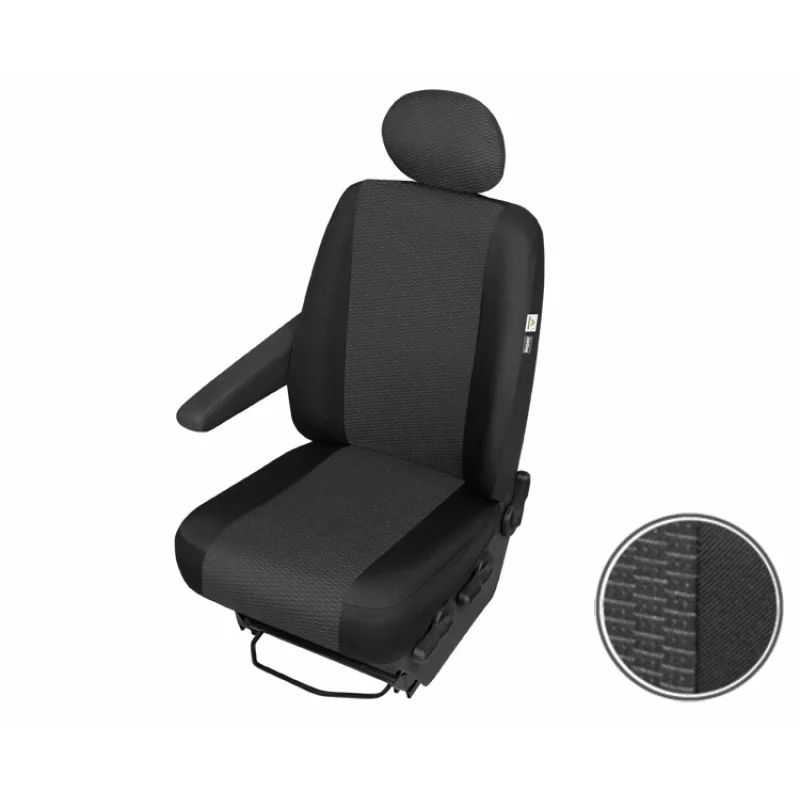 Husă scaun furgonetă transport Ares DV1-L pentru 1 loc, negru/gri