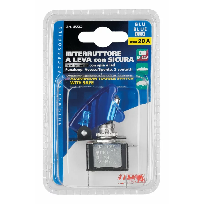 Intrerupator auto cu protectie si LED albastru 12V 20A