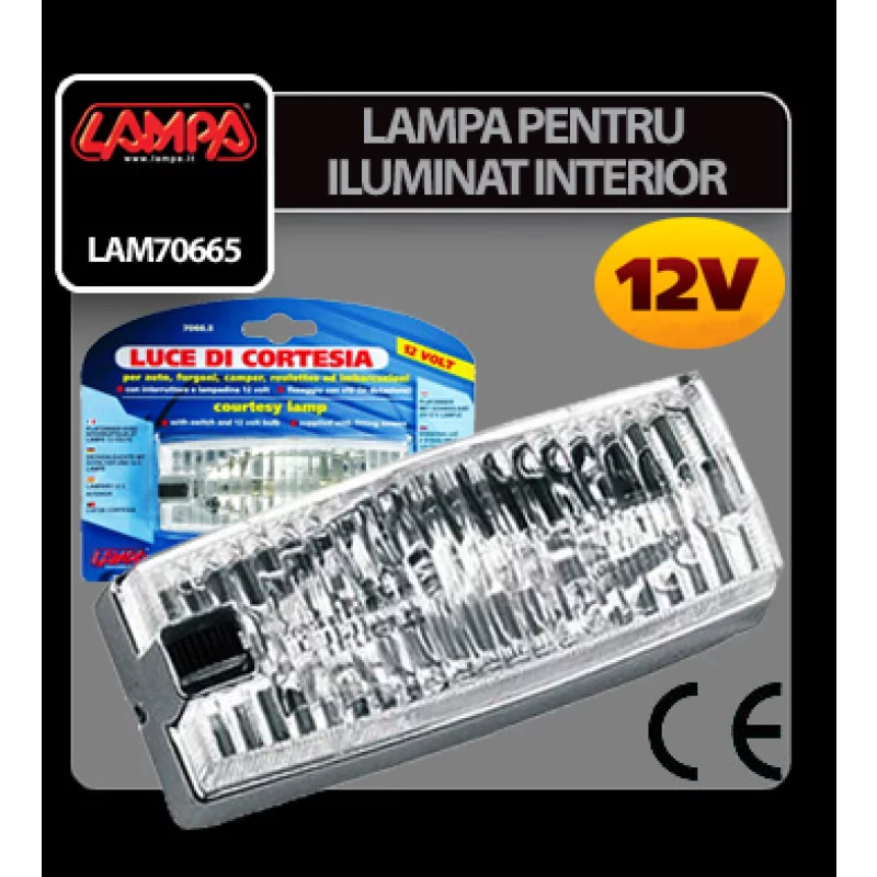 Lampa pentru iluminat interior 12V cu comutator si montaj cu suruburi