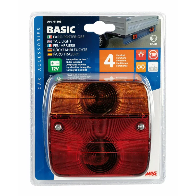 Lampa stop auto 4 functii 12V rosu-galben cu lumina numar