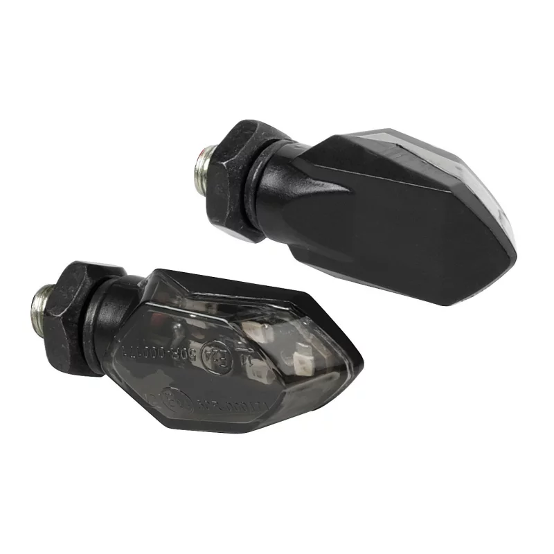 Semnalizări moto Micro LED 12V, 2 bucăți, negre, cu lentilă fumurie